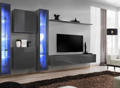 Luxury 2x Hanging Display Cabinet New Living Room Wall 2x Wall Cabinet Complete Set Wall Shelf New